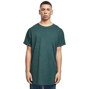 Urban Classics Heren T-shirt Long Shaped Turnup Tee, casual T-shirt voor mannen, in lange snit, verkrijgbaar in vele kleuren, maten XS-5XL, Vert Bouteille, M