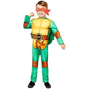 Amscan - Kinderkostuum tienermutant Ninja Turtles, overall, gevoerde pantser, muts, 4 oogmaskers, superhelden, TMNT, schildpad, themafeest, carnaval