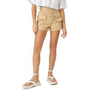 Koton Dames Jean Riem Detail High Waist Pocket Shorts, camel (132), 34