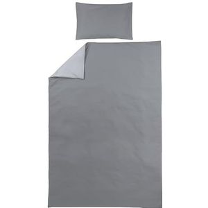 Meyco Home Basic Jersey Uni beddengoed voor 1 persoon (100% katoen, ademend materiaal, eenvoudig onderhoud, praktische inslagstrepen, afmetingen: 140 x 200/220 cm), grijs/lichtgrijs