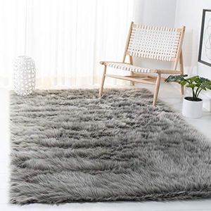 Safavieh FSS235A tapijt van kunstschapenvacht, ivoorkleurig modern 120 x 180 cm grijs