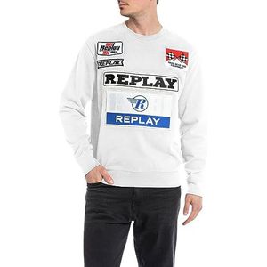 Replay Sweatshirt voor heren, regular fit, 801 CHALK, 3XL