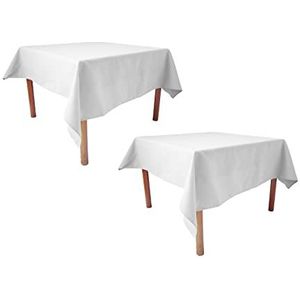 Weavric Vierkant tafelkleed, 62 x 62 inch, wasbaar wit polyester tafelkleed voor buffettafel, keuken, diner, bruiloft, verpakking van 2