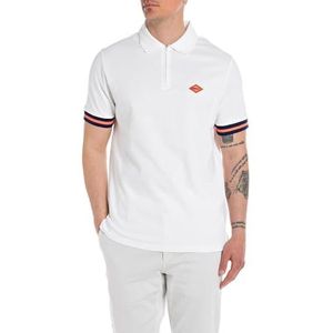 Replay Poloshirt voor heren, korte mouwen, regular fit, 801, gebroken wit, XL