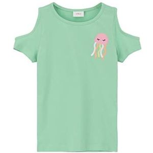 s.Oliver Junior Girls T-Shirt met Cut Out, Green, 104/110, groen, 104/110 cm