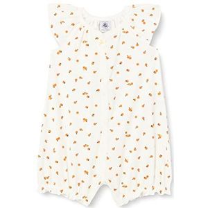Petit Bateau Korte jumpsuit voor babymeisjes, Witte Marshmallow/Multicolor, 3 Months