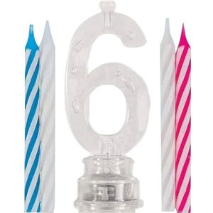 Kaarsenhouder voor knipperende verjaardagskaarsen, nummer 6, bevat 4 kaarsen
