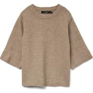 Vero Moda - Vmboom - Gebreide Trui - Warm Taupe - 2/4 Mouwen - Losse Pasvorm