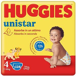 Huggies Unistar luiers, maat 4 (7-14 kg), verpakking met 128 luiers (basis)