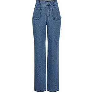PIECES Pcama Hw Wide Jeans Lb Bc Jeansbroek voor dames, blauw (light blue denim), S