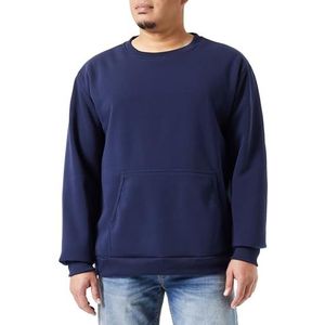 Mo Athlsr Gebreid sweatshirt voor heren met ronde hals polyester marine maat XXL, marineblauw, XXL