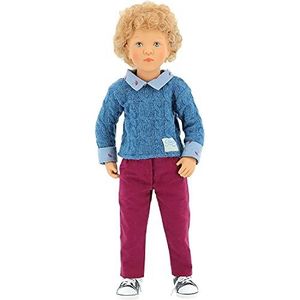 Petitcollin Vilac - Finouche Noam ��– speelgoed van vinyl en stof – pop met blauwe trui met kraag en roze broek – 48 cm voor kinderen – vanaf 3 jaar