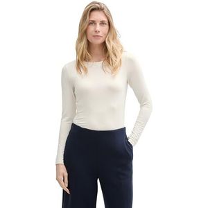 TOM TAILOR T-shirt met lange mouwen voor dames, 10315 - Whisper White, XXL