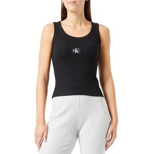 Calvin Klein Jeans Vrouwen Geweven Label Rib Tank Top Overige Knit, zwart., M