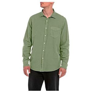 Replay Herenhemd met lange mouwen van katoen, Light Military 833, S