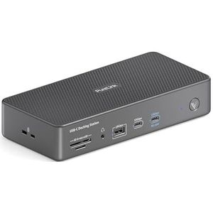 Vuelogic USB C Docking Station Dual Screen, 14-in-1 USB4 Gen3 8K ondersteuning, 2X HDMI 4K, Thunderbolt 3 compatibel, Ethernet, multipoort, zwart