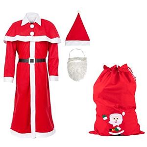 Idena 90128 - Kerstman-kostuum met cadeauzakje, kerstman, kerst, kerstkostuum, carnavalskostuums