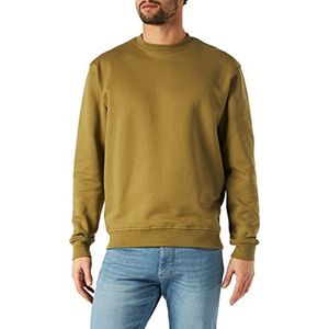 Urban Classics Heren sweatshirt Crewneck fleece sweatshirt, casual sweatshirt voor mannen, losse pasvorm, verkrijgbaar in vele kleurvarianten, maten S-5XL, tiniolive, 5XL
