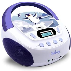 Metronic 477179 Iceberg MP3-cd-speler voor kinderen, met USB-poort en audio-ingang, hoofdtelefoonuitgang, wit/blauw