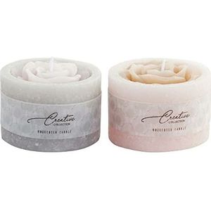 DKD kaars Home Decor Flor Shabby Chic (7,5 x 7,5 x 5 cm) (2 stuks)