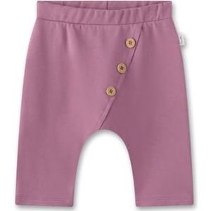Sanetta Babybroek roze | Praktische en comfortabele uniseks joggingbroek van biologisch katoen. Broek met elastische tailleband en decoratieve schuine knoopsluiting | babykleding, roze, 74 cm