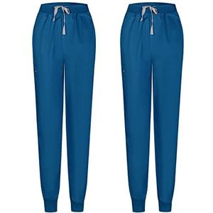 MISEMIYA - Set van 2 - sanitaire broek unisex - gezondheiduniform medische uniformen werkbroek 8316, blauw 37, S