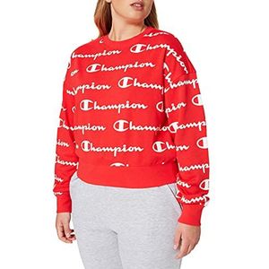 Champion Seasonal AC Logo Allover Crewneck sweatshirt voor dames, Rood, XL