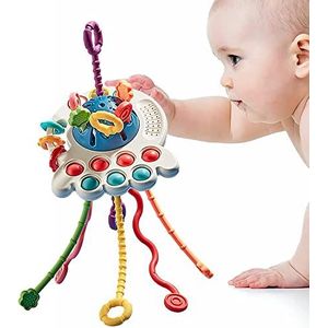 UFO Sensorisch activiteit-siliconen speelgoed voor peuters vanaf 18 maanden, peuters, push-pull-speelgoed voor peuters, kinderen, STEM tanden-badspeelgoed voor baby's, geschenken