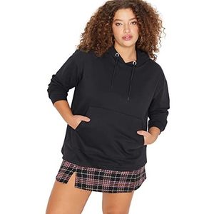 Trendyol Vrouwen Plus Size Oversize Basic Hood Knit Plus Size Sweatshirt, Zwart, 4XL, Zwart, 4XL grote maten
