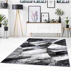 Carpet City Vloerkleed, vlakpolig, modern met abstract patroon, gemêleerd, patchwork-look in zwart, grijs voor woonkamer afmeting 80/150 cm, 80 cm x 150 cm