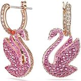 Swarovski Iconic Swan Oorhangers, Swan, Roze, Roségoudkleurige Toplaag