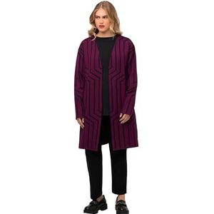 Ulla Popken, Dames, grote maten, open cardigan met jaquard, pruim, 46/48 Grote maten