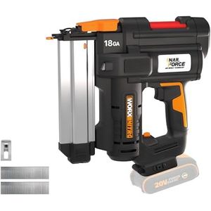 WORX WX842.9 Nitro 20 V 18GA accu-nagelmachine, 80 spijkers/min schieten, voor 15-50 mm nagels, draadloos nagelpistool met hoge efficiëntie, klemoplossing, zonder accu en oplader
