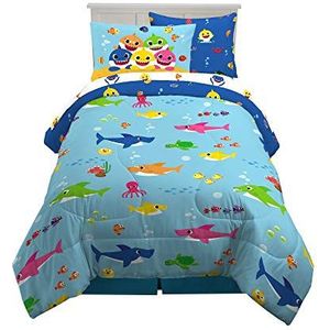 Franco Dekbed en laken set met Sham, Microfiber, Baby Shark, 5 Stuk Twin Size