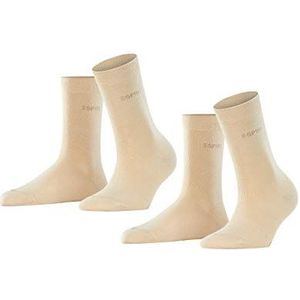 ESPRIT Dames Sokken Uni 2-Pack W SO Katoen eenkleurig Multipack 2 Paar, Beige (Cream 4011), 35-38
