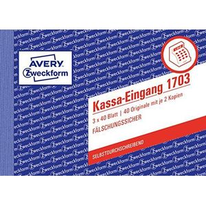 AVERY Zweckform 1703 kassa-ingang speciaal voor Oostenrijk (A6 dwars, 3x40 vellen, zelfdoorschrijvend met gekleurde doorslagen, vervalsingsbestendige documentdruk) wit/geel/roze