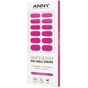 ANNY Gel nagelstrips - uv-nagelfolie om op te plakken, met uv-lamp, duurzaam en splintervrij, eenvoudig in gebruik, kleur: bubble gum - zacht magenta - nr. 37