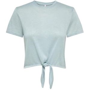 ONLY Dames Onlamber Life S/S Glitter Knot Top JRS, Cloud Blue., M