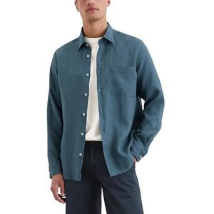 Overhemd - Effen - Linnen - Lange Mouw - Kentkraag