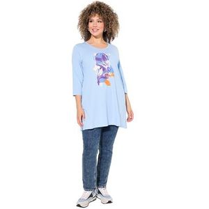 Ulla Popken - Shirt - Blauw - Navy - Lichtlila - Oranje - Driekwart Mouw