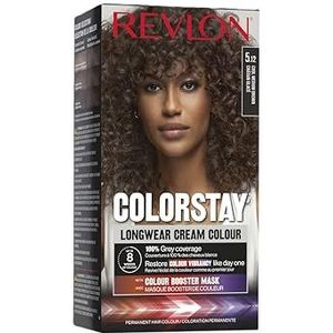 Revlon, ColorStay, Permanente haarkleuring, Langhoudende crème, 100% grijsdekking, Tot 8 weken kleur, Macadamia-olie en Murumuru-boter, N°5.12 Cool Medium Brown