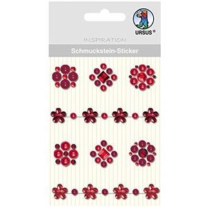 URSUS 75050003 Sieraadsteen-stickers Medaillons, 8 stuks gesorteerd in rood, ideaal voor scrapbooking, kaarten ontwerpen en decoratie, kleurrijk, One Size