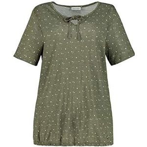 GINA LAURA Dames kaki print shirt met elastische tailleband