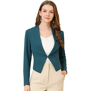 Allegra K dames Cropped Blazer officiële open voorkant kraagloze pak jas