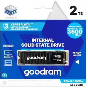 goodram - Extern drive - Px500 Gen.3 - Interne harde schijf - High-speed PCIe-gen. 3 x4 interface - NVMe 1.4 ondersteuning - Opslag van meerdere data - 2TB - 3500 MB/s - 2800 MB/s