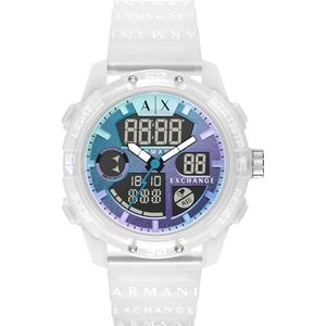 Armani Exchange Heren analoog digitaal horloge met armband AX2963, wit, Riemen.