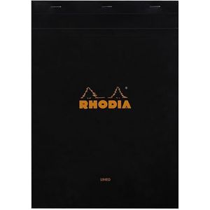 Rhodia 186009C notitieblok (aan de voorzijde geniet, microgeperforeerd, DIN A4, gelinieerd met rand, 80 g, 21 x 29,7 cm, 80 vellen) 1 stuk, zwart