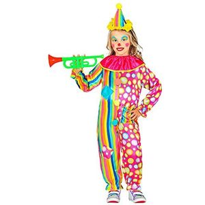 Widmann 52505 52505-kinderkostuum clown, overall met kraag en minhoed, circus, leuker, themafeest, carnaval, uniseks, kinderen, meerkleurig, 116 cm / 4-5 jaar