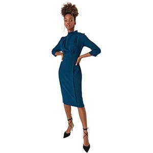 Trendyol - Woman Mini Bodycon - Jurk - Teal - Asymmetrische Kraag
