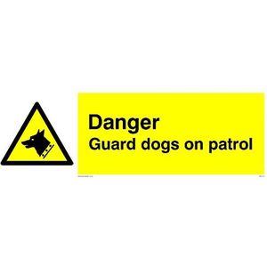 Pack van vijf - Danger Guard Dogs Sign - 300x100mm - L31